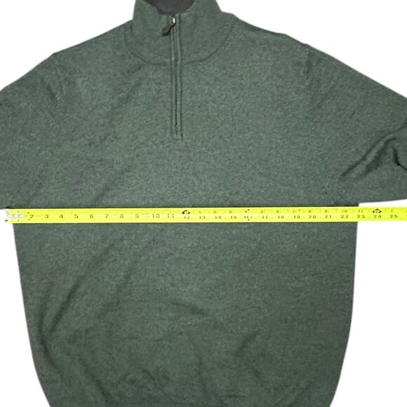 Brooks Brothers Merino Wool Sweater Mens Large 1/4 Zip Pullover Green Heathered - Picture 4 of 9